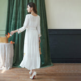 Beth Dutton Bohemian Dress Winter Autumn Midi Dresses Embroidered French Dress Square Collar Midi Dress