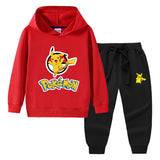 Children Pokemon Pikachu Hoodie & Pant Set Hooded Sweater Trousers Two-Piece Baby Cotton Sweater Set