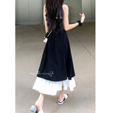 Black and White Dress Hepburn Style Suspender Dress