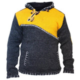 John Dutton Jacket Color Contrast Patchwork Sweater Long Sleeve Hooded Sweater Sweater Coat for Men