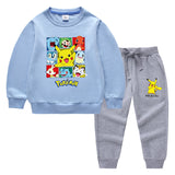 Children Pokemon Pikachu Hoodie & Pant Set Sweater Set Two-Piece Cotton