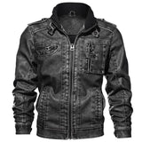 Tactics Style Men Outdoor Windproof Coat Men Casual Jacket Men's Leather Jacket Stand Collar PU Leather Jacket Coat