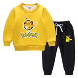 Children Pokemon Pikachu Hoodie & Pant Set Fleece Lined Padded Warm Keeping Winter Clothes Sweatershirt Suit