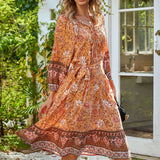 Beth Dutton Bohemian Dress Winter Autumn Midi Dresses Cotton Lace Printed Bohemian Dress