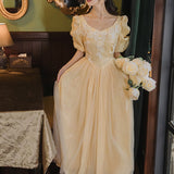 Women cottagecore Dress Yellow Dress for Women Summer Princess Skirt