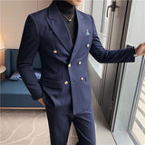 Double Brewed Seersucker Suit Men's Casual Two-Piece Suit Slim Fit