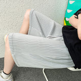 Men's Shorts Summer Men's Wave Stripes Baggy Straight Trousers