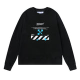 Off White Long Sleeve Round Neck Sweater Fall/Winter Crew Neck Pullover Sweatshirt