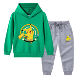 Children Pokemon Pikachu Hoodie & Pant Set Hooded Sweater Trousers Two-Piece Baby Cotton Sweater Set