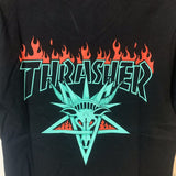 Thrasher T Shirt Thrasher Black Sheep Head Flame Loose Short Sleeve Fall Winter Couples Men