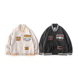 Varsity Men Plus Size Retro Sports Spring Letter Flower Print Baseball Tops