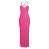 Music Festivals Rave Outfits Dress Sexy Hollow-out Backless Slim Fit Slit Dress