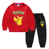 Children Pokemon Pikachu Hoodie & Pant Set Two-Piece Baby Cotton Sweater Set