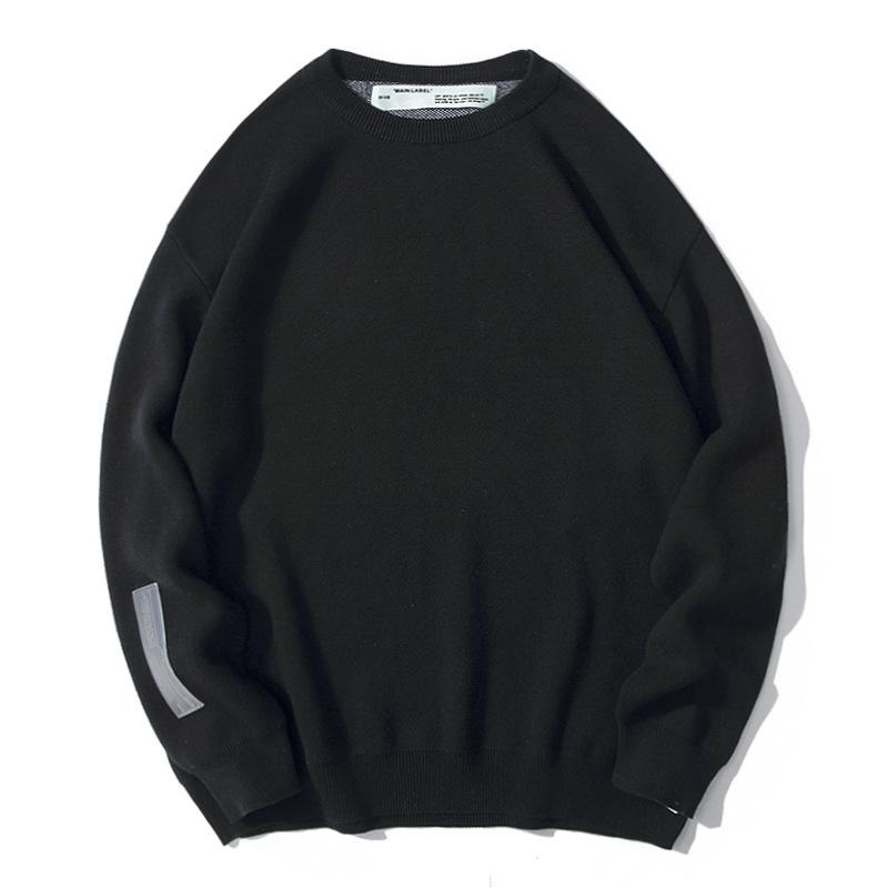 off white Sweatshirt Men's Casual and Comfortable Round Neck Knitted Sweater Unisex Owt