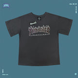 Thrasher T Shirt Summer Vintage Flame Letter Print Couple Niche Loose