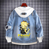 Men and Women Pokemon Pikachu Coat Spring and Autumn Pikachu Anime Denim Hoodie