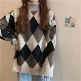 Preppy Aestitic Outfits Rhombus Sweater