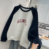 Harvard Sweatshirt Vintage Color Matching Letter Crew Neck Loose Sweater
