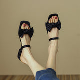 Nude Block Heel Sandals Low Heel Flip-Flops