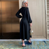 Bohemian Beach Dress Black V-neck Evening Dress Chiffon