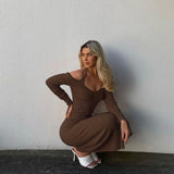 Music Festivals Rave Outfits Dress Autumn Long Sleeve Slim-Fit Sheath Dress for Women