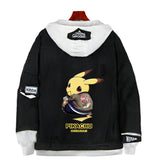 Men and Women Pokemon Pikachu Coat Pet Elf Pikachu Anime Denim Hoodie