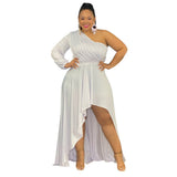 Nina Parker Dresses plus Size Fashion One Shoulder Loose Long Sleeve Dress