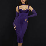 Bella Hadid Dress Stitching Mesh Camisole Dress