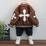 Toddler Boys Jackets Boy's Leather Jacket Coat Children's Baseball Uniform