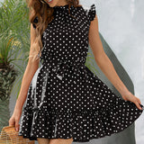 Semi Formal Dresses for Wedding round Neck Retro Slimming Short Skirt Summer Dress