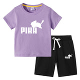 Children Pokemon Pikachu Tshirts & Shorts Cotton Short Sleeve Shorts Two Pieces Neutral