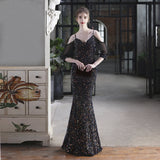 Sequin Evening Dress Slim-Fit Fishtail Skirt