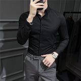 Men Shirts Casual Long Sleeve Shirt Slim Fit Business Suit Stretch Men's Shirt Clothes
