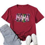 Boy Mama T Shirts Color Leopard Mama Printed T-shirt