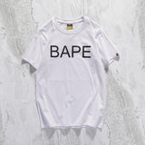 Shark Print T Shirt Casual White Letter Crew Neck Summer Pullover Short Sleeve T-shirt