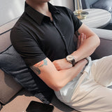 Men Shirts Solid Color Business Short Sleeve Shirt