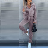 Women Pants Suit Autumn and Winter Solid Color Fashion Loose Two-Piece Suit