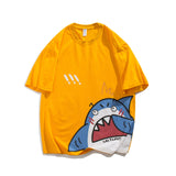 Men T Shirt Summer Casual Tops Men's Clothes Summer Wear Retro That's round Neck Short Sleeve Casual Loose Cartoon Shark T-shirt