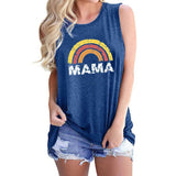 Boy Mama T Shirts Women's Vest Rainbow Mama Letter Printed round Neck Sleeveless Vest