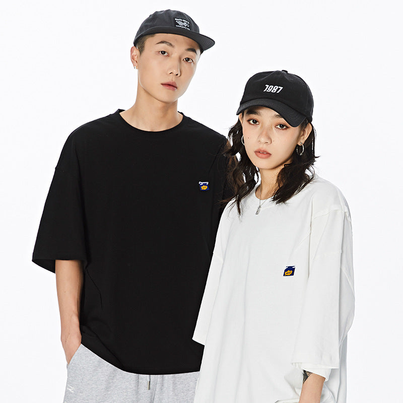 Embroidered Crew Neck Short Sleeve