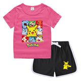 Children Pokemon Pikachu Tshirts & Shorts Casual Sweat Wicking Suit Neutral
