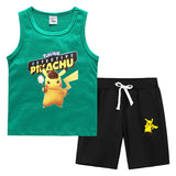 Children Pokemon Pikachu Tshirts & Shorts Vest Middle Pants Sports Casual Thin Two Pieces