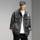 Spray Painted Jacket Fall Men's Clothing Jacket Casual Loose Denim Jacket