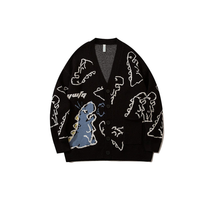 Dinosaur Sweaters Cartoon Full Printed Cardigan Sweater