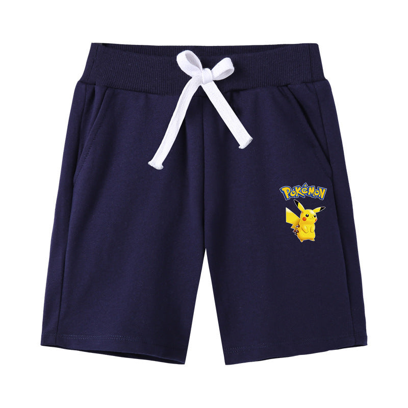 Children Pokemon Pikachu Shorts Men and Women Baby Shorts Pikachu Cotton Leisure