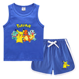 Children Pokemon Pikachu Tshirts & Shorts Casual Sports Vest Sleeveless Undershirt Suit Neutral