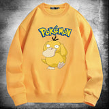 Men And Women Pokemon Pikachu Hoodie Pokémon Psyduck Crew Neck Pullover Sweatshirt