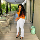 Women Plus Size Jeans Slim Fit Slimming Slit Denim Skinny Pants