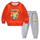 Children Pokemon Pikachu Hoodie & Pant Set Fleece Lined Padded Warm Keeping Sweatshirt Set