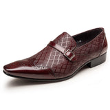 Indo Western Shoes Business Leather Shoes Buckle Square Toe Slip-on Leather Shoes Men